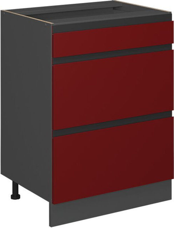 Küchenunterschrank Vicco R-Line in Rot mit Schubladen, B: 60 cm - Bild 1
