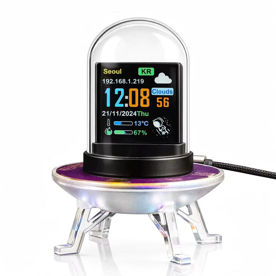 GEEKMAGIC UFO Smart Wetteruhr mit WLAN-Echtzeitdatenanzeige für Kryptowährungspreise und Aktien als Multifunktions-Schreibtisch-Gadget - Bild 2