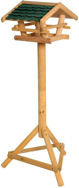 DOBAR Vogelhaus mit Ständer und Spitzdach aus Kiefernholz in Natur-Braun - Bild 1