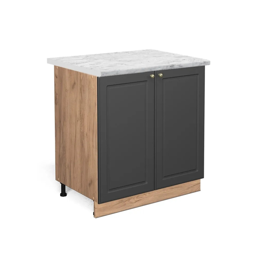 Vicco Spülenunterschrank Fame-Line in Anthrazit-Gold und Eiche mit Regal, B/T/H: 80 x 60 x 82 cm - Bild 2