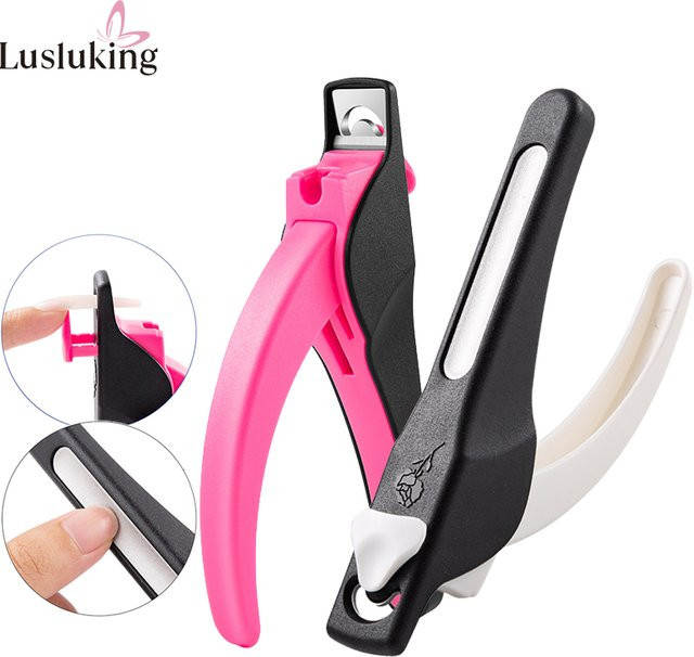 U-förmige Nagelschere für Acryl-Nägel, pink, mit Edelstahl-Nagelfeile - Bild 1