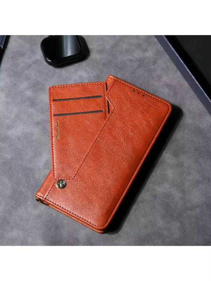 Magnetische Business Leder Flip Wallet Schutzhülle für Apple iPhone 16 15 14 13 Pro Max mit Kartenhalter in Grau - Bild 2