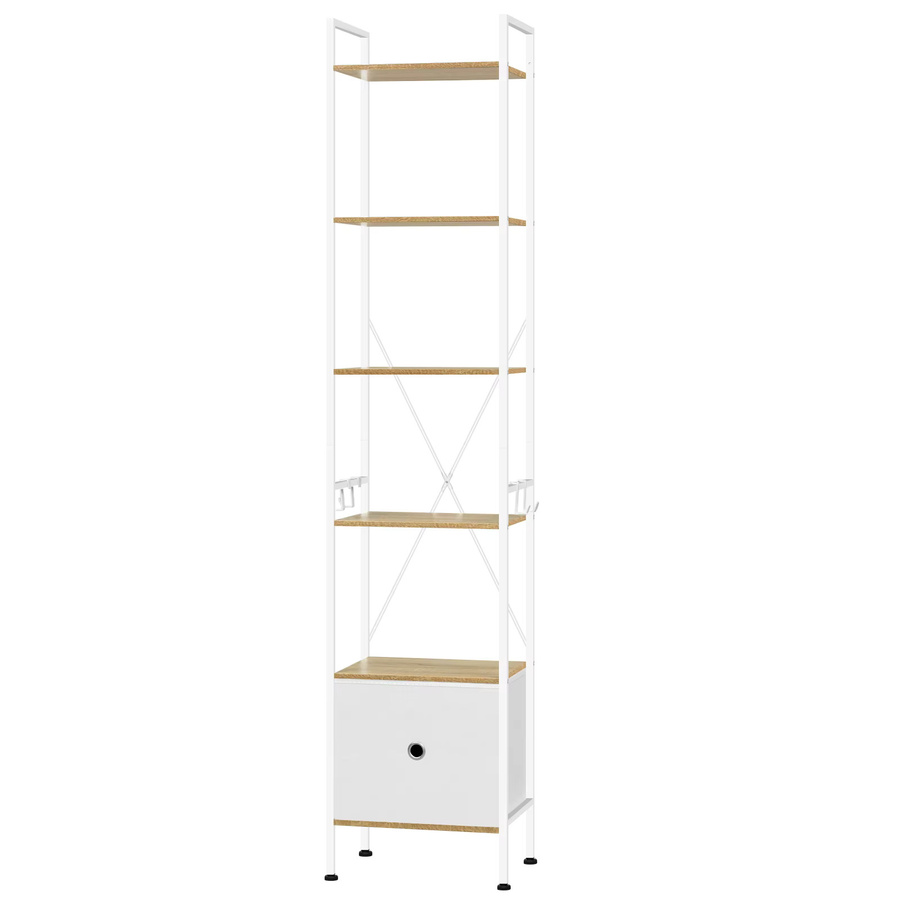 WOLTU Freistehendes Bücherregal mit 5 Regalen aus Metall in Weiß Matt für Wohnzimmer, Küche und Arbeitszimmer - Bild 2