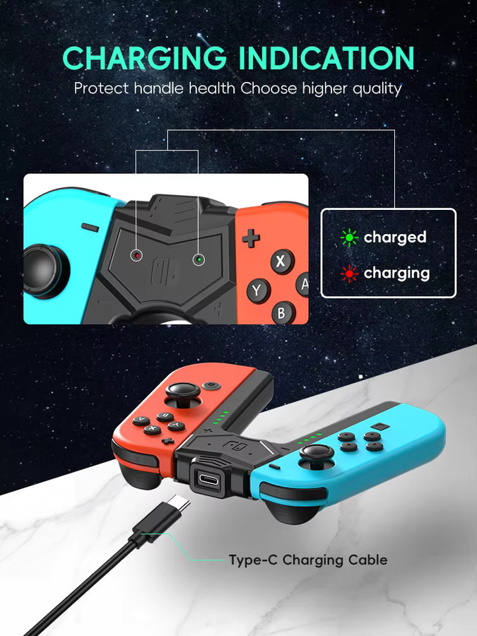 DATA FROG Switch Ladegriff und Ladehalterung für Switch, Switch Lite und Switch OLED in Schwarz - Bild 2