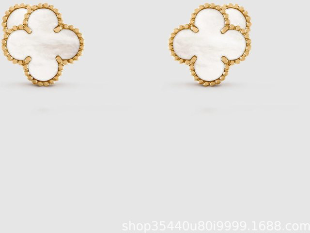 Wucifang Jewelry Ohrringe, Kleeblatt, Perlmutt, beige, Damen - Bild 1
