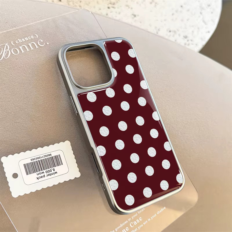 AIR PLUS Handyhülle mit Leder-Textur und dunkelroten Punkten für iPhone 11 bis iPhone 17 Pro Max, Sturzsicher, Rot - Bild 3