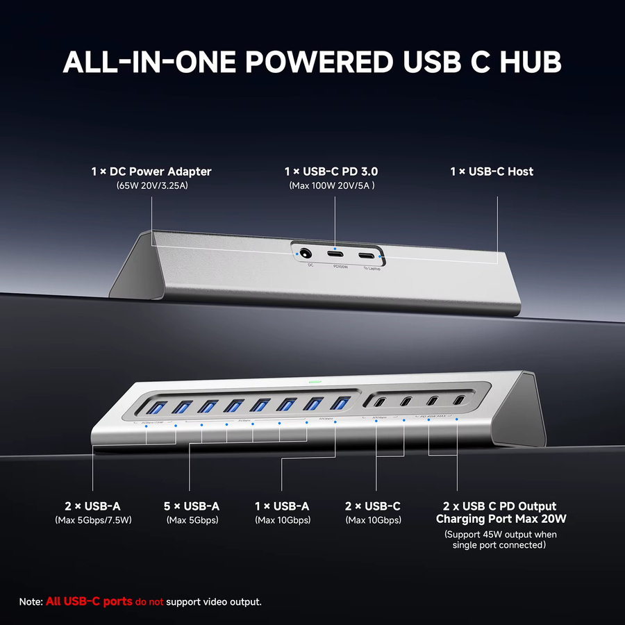 Gitfos 15-in-1 USB 3.2 Hub mit 10 Gbit/s und 7 USB-A 3.0 Anschlüssen für PC, Laptop und MacBook - Bild 2
