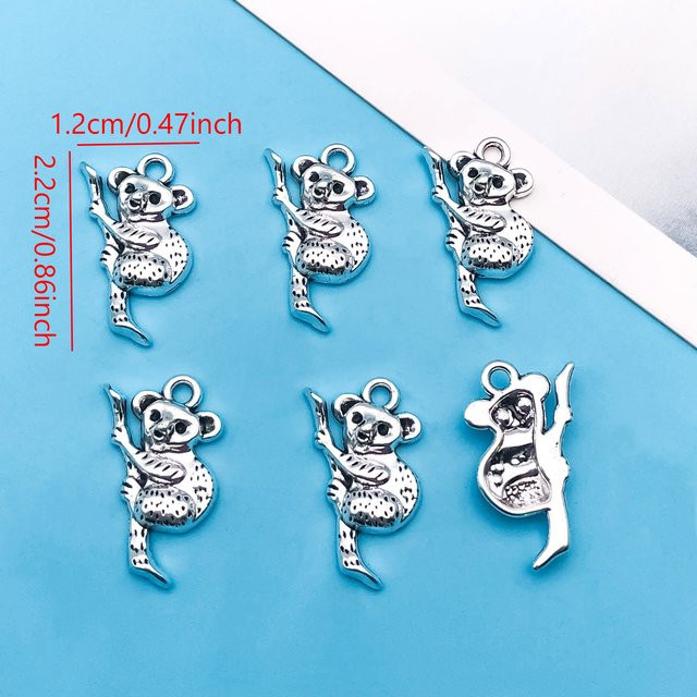 Koala Charms Anhänger, Messing, Silber, Tier - Bild 1