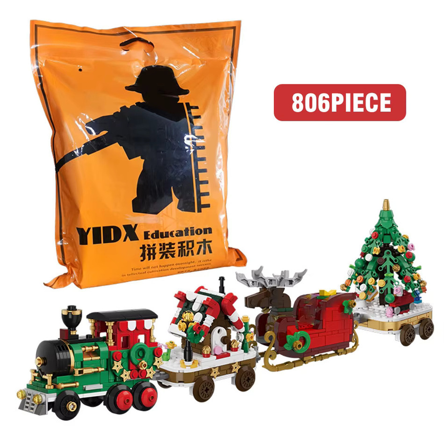 CONUSEA Weihnachts Bausteine Set mit Santa Claus, Schlitten und Kutsche, Mehrfarbiges DIY Montage Spielzeug für Kinder - Bild 5