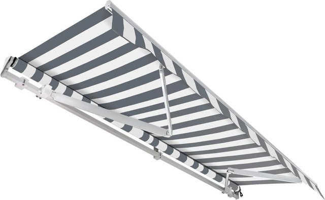 Wiltec Toboli Gelenkarmmarkise aus Aluminium und Polyester, Farbe: Anthrazit/Weiß, B x H: 3 x 2,5 m, UV-Schutz UPF 50+ - Bild 1