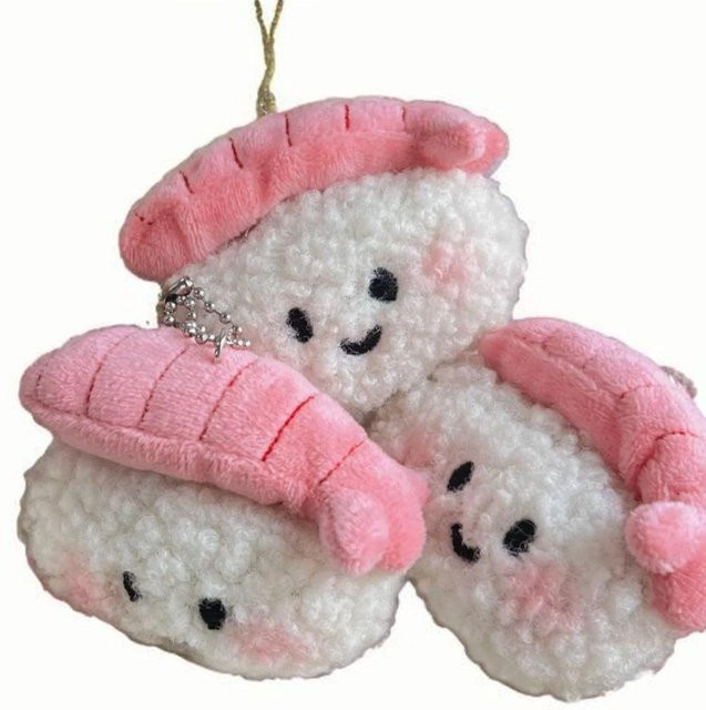 Linyi toy Süßgarnelen-Sushi-Plüschtier, Schlüsselanhänger, 30-teiliges Set, pink - Bild 1