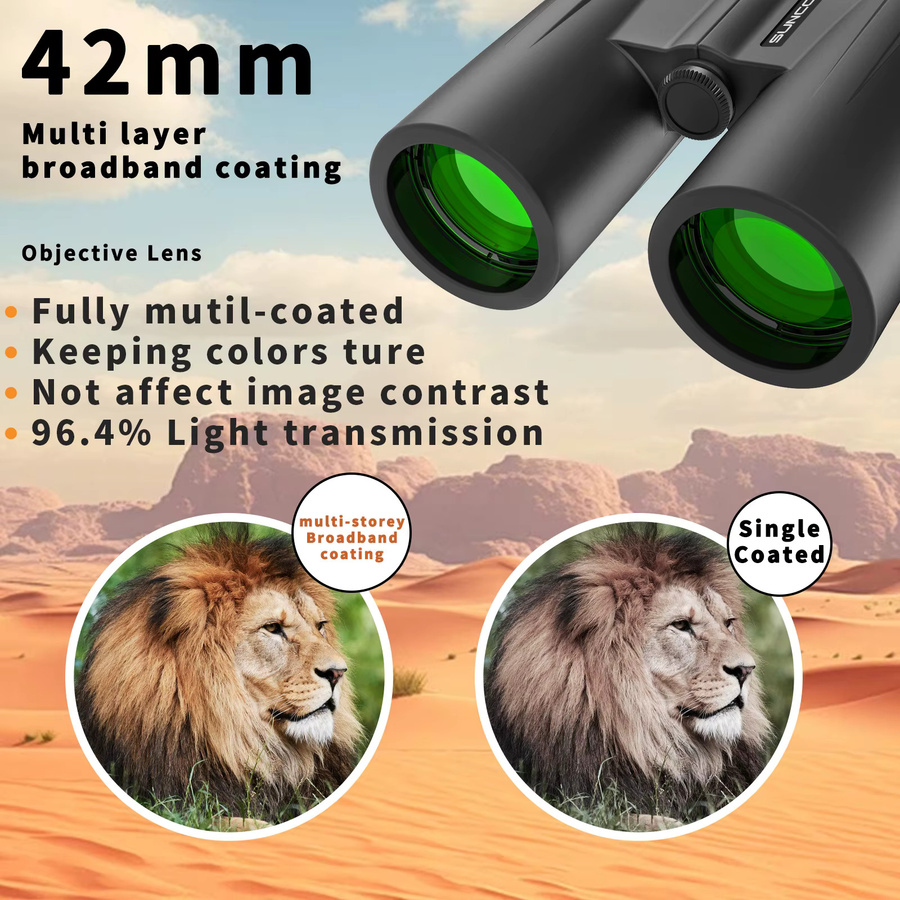 SUNCORE Professionelles Fernglas 12x42 mit grüner Linsenbeschichtung in Schwarz und Grün - Bild 2