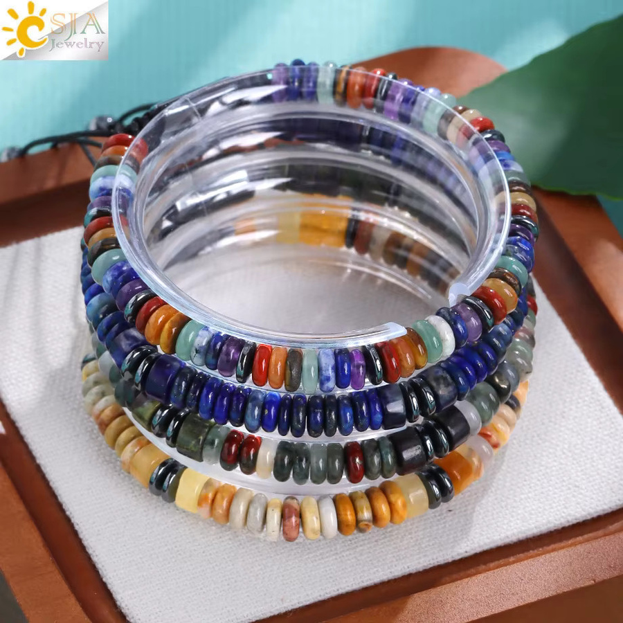 CSJA Naturstein Armband, Perlen, Seil gewebt, Unisex - Bild 3