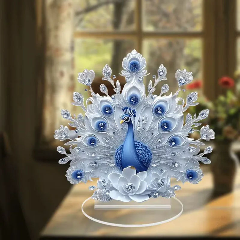 Elegante Pfauenfigur von ouhoe in Blau als dekoratives Ornament für dein Büro und dein Zuhause - Bild 3
