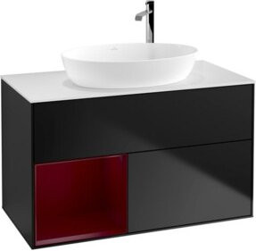 V&B Waschtischunterschrank Finion 100 mit Wandbeleuchtung in Weiß lackiert B/T/H: 100 x 50,1 x 50,1 cm - Bild 1