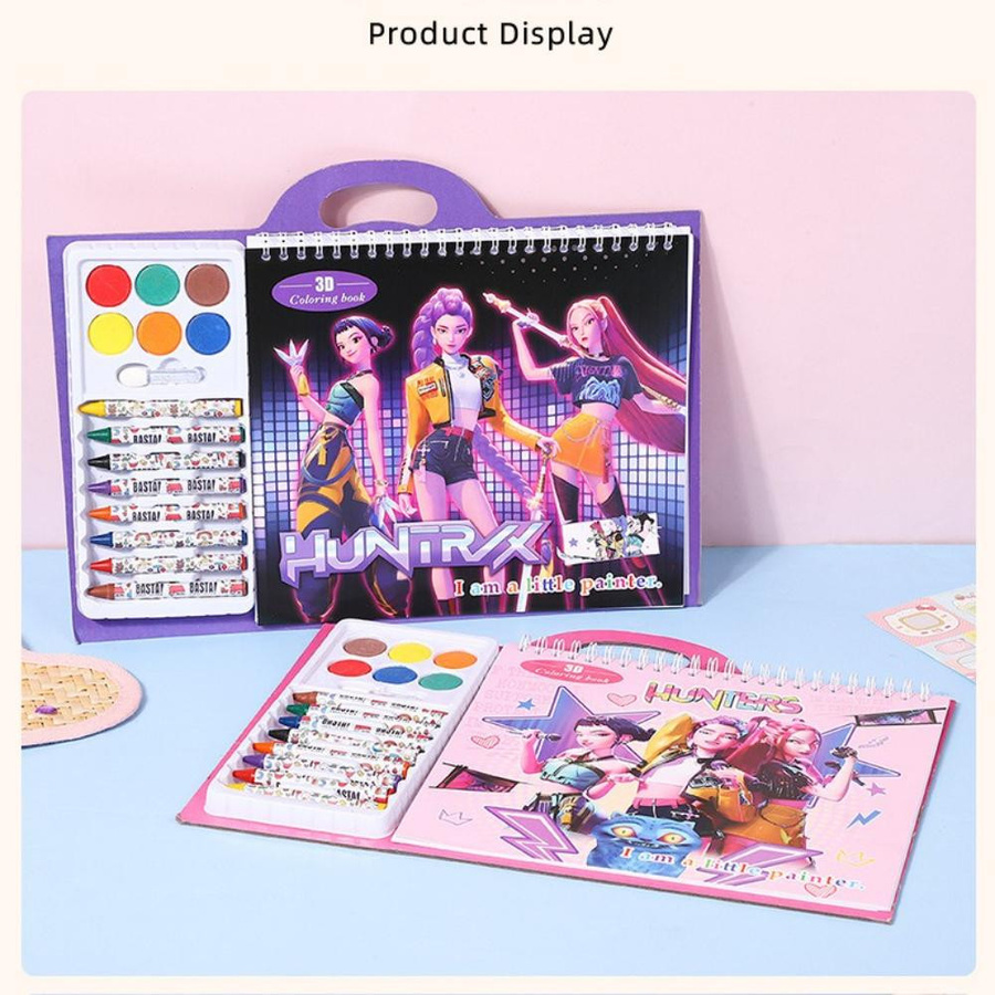 Yiran toy 1 Kpop Dämonenjäger Malbuch mit Farbstiften violett 14+y - Bild 2