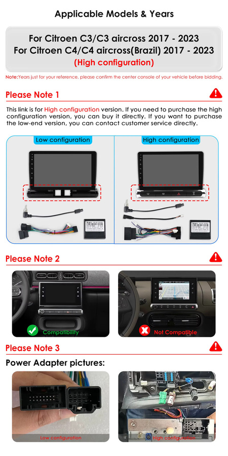 OSSURET Carplay Android Autoradio mit 9 Zoll Display und GPS für Citroen C3 C4 Aircross 2017-2023, Schwarz - Bild 2