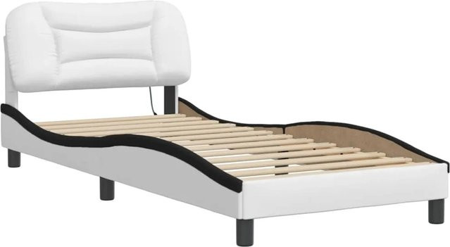vidaXL Bettgestell Hvar mit LED-Beleuchtung und USB-Anschluss, Weiß und Schwarz, B/T/H: 80 x 200 x 102,5 cm (ca.) - Bild 1