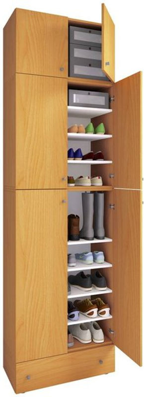 Schuhschrank Lona von VCM Möbel in Buche Nachbildung und Weiß, B/H/T: 70 x 240 x 39 cm - Bild 2