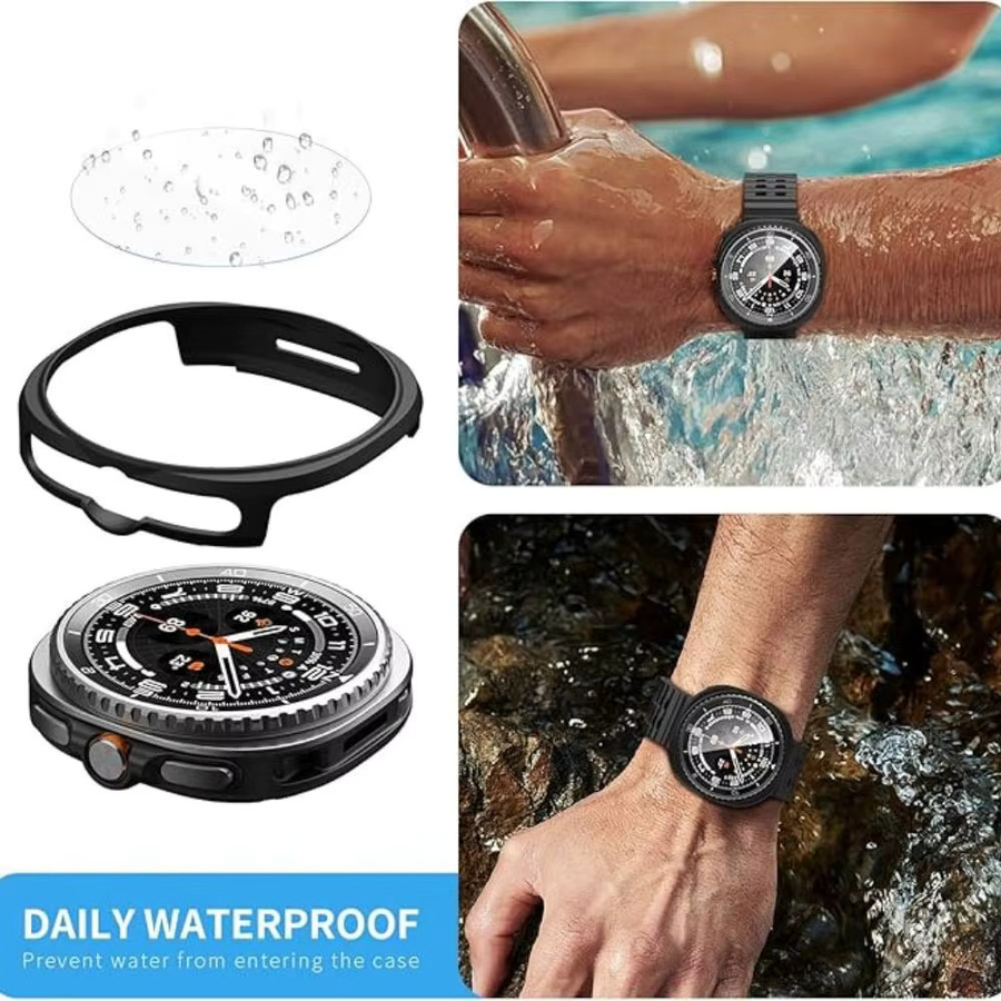 Mptionx Uhrenzubehör PC-Abdeckung + Glas, Schwarz, Samsung Galaxy Watch 8 - Bild 2
