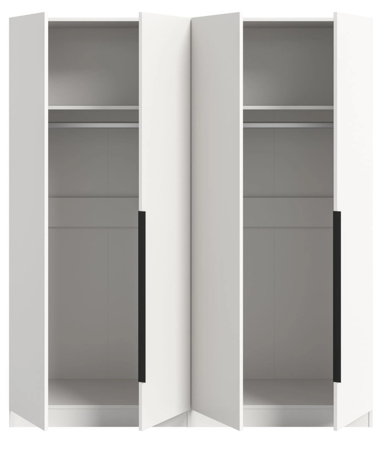 Kleiderschrank Swan 4-türig in Weiß, B/H: 160 x 181 cm - Bild 5