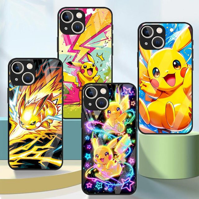 Handyhülle Glascase mit Pokemon Pikachu Design für iPhone Modelle in Multicolour - Bild 1