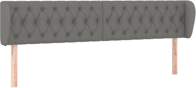 vidaXL Kopfteil mit Ohren in Dunkelgrau, gepolstertes Stoff-Kopfteil für das Schlafzimmer, B: 203 cm, T: 23 cm, H: 78-88 cm - Bild 1