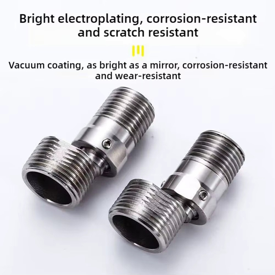 Duscharmatur-Adapter aus Edelstahl in Chrom, 360 Grad drehbarer abgewinkelter Fuß mit Wandmontage, Duschventil-Eckwinkel in Silber - Bild 2