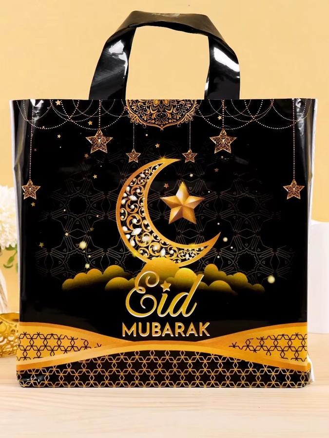 6er Set Eid Mubarak Geschenktüten in Schwarz und Gold für Süßigkeiten und Cookies als Ramadan Dekoration - Bild 5