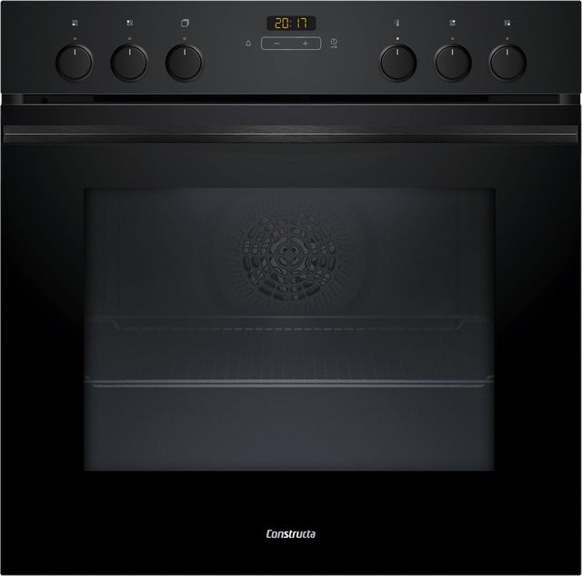 Constructa Einbau Elektro-Herd in Schwarz mit 71 l Volumen, Pizza-Stufe, schnellem Vorheizen und Dampfreinigung, Breite: 59,4 cm - Bild 1