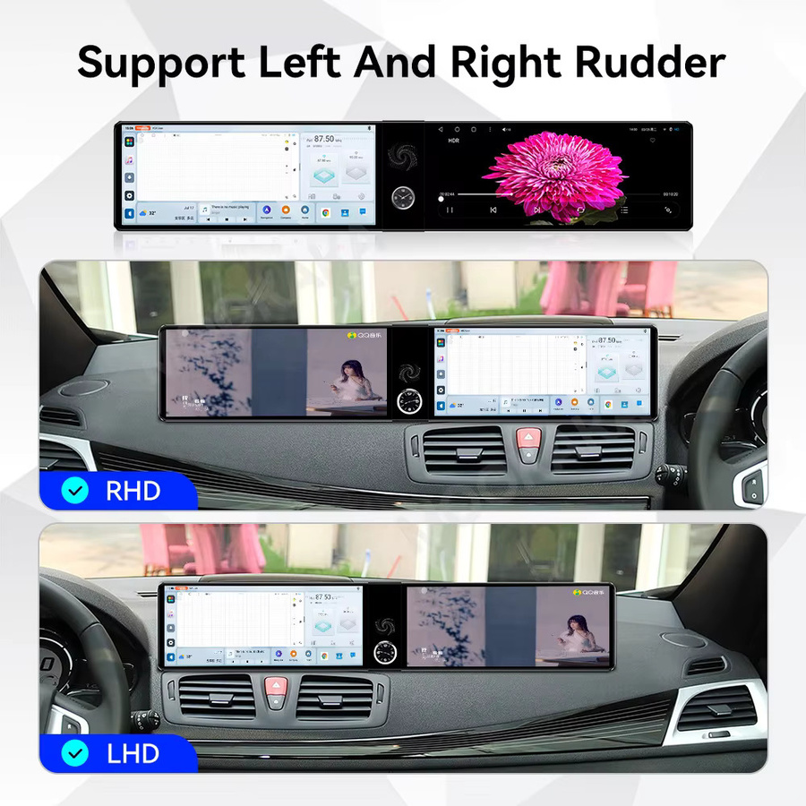 Aotsr Android Auto und CarPlay Doppelbildschirm Multimedia Player mit GPS für Renault Megane 3 2009-2014, 24,6 Zoll, Schwarz - Bild 4