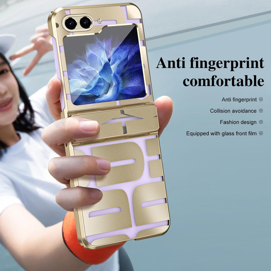 Samsung Galaxy Z Flip 5 5G Hard Case mit rutschfester Beschichtung in Transparent, Purple und Gold - Bild 3