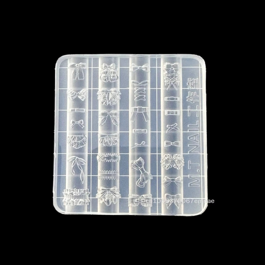 ZYAS Nagelmodell Silikon, Schleifenknoten 3D Blumen Herz, Transparent - Bild 3