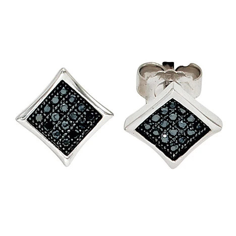 Colfem Ohrstecker quadratisch, 925 Sterling Silber, Zirkonia schwarz, Unisex - Bild 1