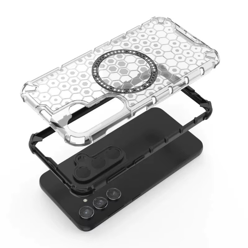 Magnetische Kristall Honeycomb Hülle für Samsung Galaxy S26 Ultra, S26 Plus und S26 in Transparent mit MagSafe Kompatibilität und stoßfestem Luftkissen - Bild 4