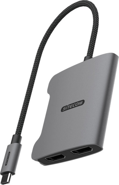 Sitecom USB-C-auf-Dual-HDMI-Adapter in Grau für 4K UHD - Bild 1