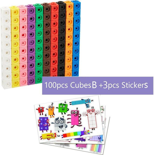 Kidsly Mathematik Verknüpfung Würfel Blöcke, Pädagogisches Zahlen Spielzeug, 100 Stück - Bild 1