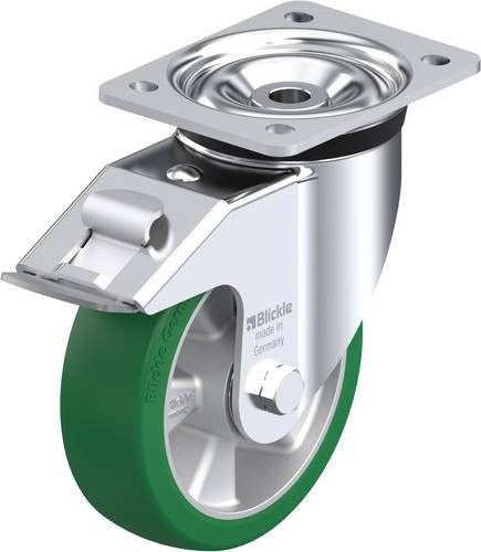 Blickle Lenkrolle LK-ALST 160K-FI mit Feststeller in Silber und Grün, Rad-Durchmesser: 16 cm, Tragfähigkeit: 580 kg - Bild 1