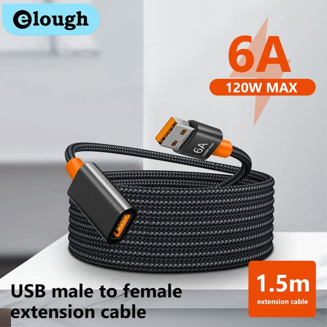 Elough USB 3.0 Verlängerungskabel in Schwarz für Desktop-Computer, Laptop und TV-Projektoren - Bild 1