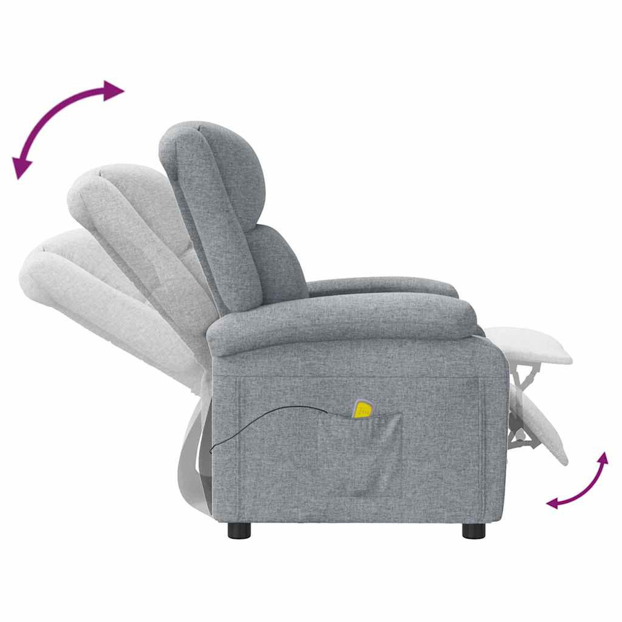 vidaXL Massagesessel Hellgrau mit Stoffbezug und Armlehnen - Bild 3