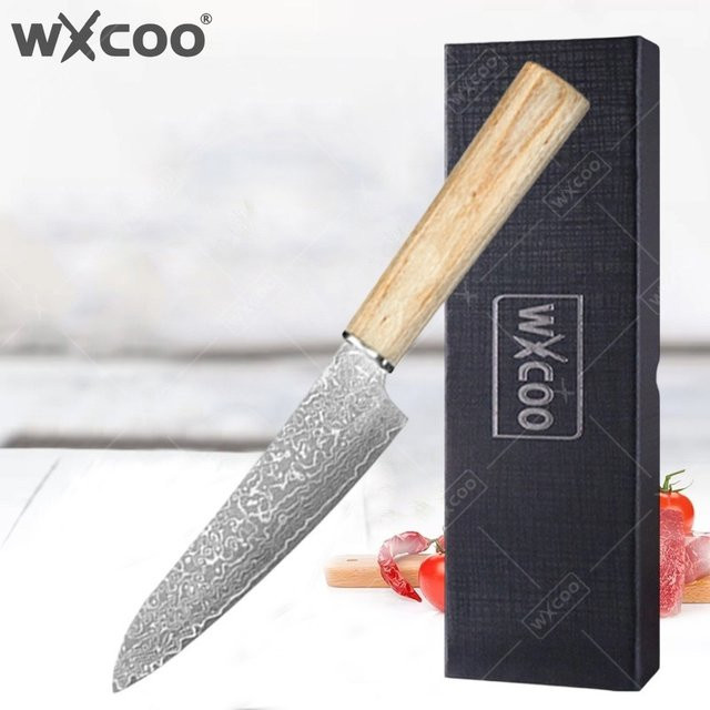 WXCOO Damaszener Stahlmesser aus VG10 Kernstahl mit Holzgriff als Allzweckmesser für Obst, Gemüse und Fleisch - Bild 1