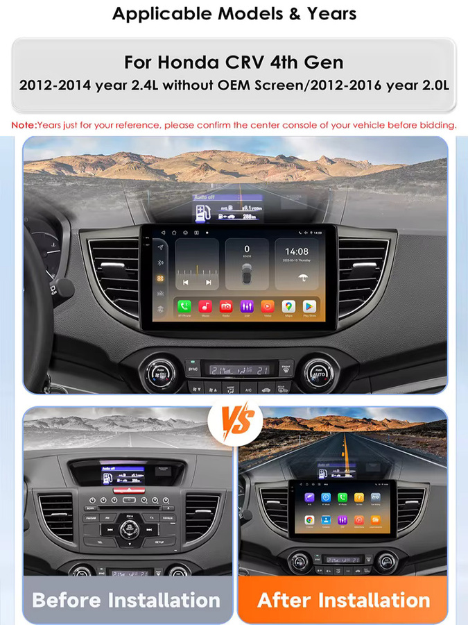 Hizpo Android Multimedia Radio für Honda CR-V 2012-2016 mit Navigation, GPS und Carplay in Schwarz - Bild 1