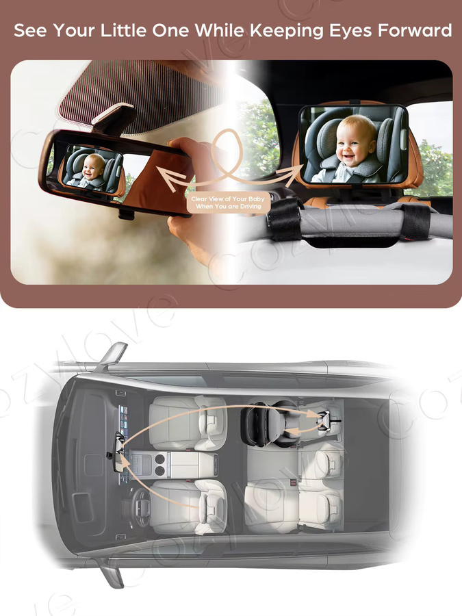 Bruchsicherer Babyauto-Spiegel von momo&dudu in Schwarz für die Sicherheit deines Säuglings - Bild 4