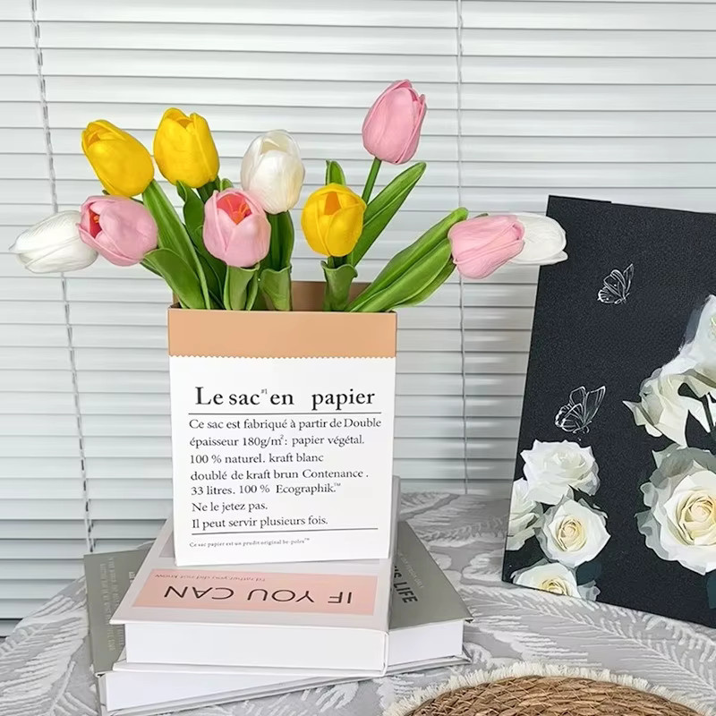Wusmart Künstliche Tulpenblumen in Orange und Multicolour aus Textil für Tischdekoration - Bild 2