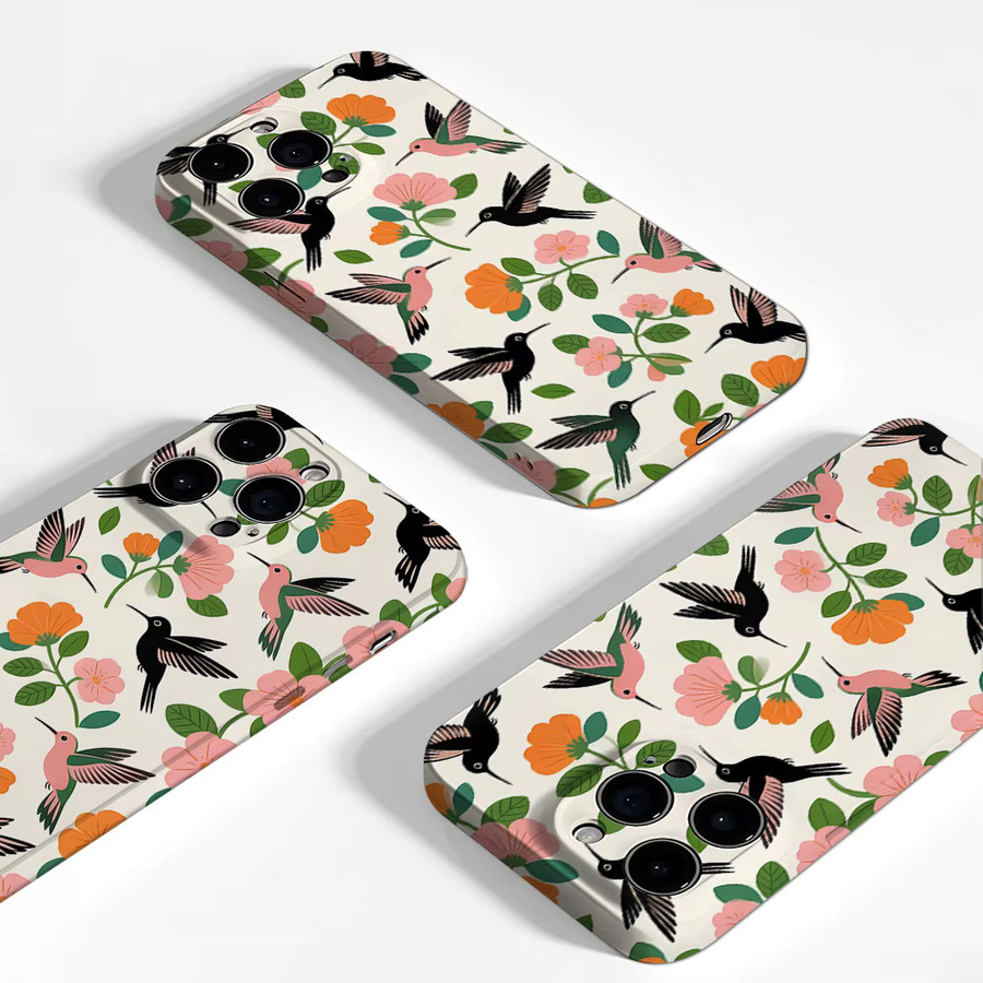 Aurea Case Matte Bumper MagSafe Schutzhülle mit Kolibri-Blumenmuster für iPhone 13 bis 17, Mehrfarbig - Bild 3