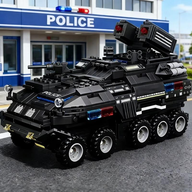 Linyi toy Polizei Auto Bausteine Schwarz 1000-teiliges Set - Bild 3