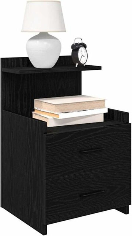 Vidaxl Nachttisch mit 2 Schubladen in Schwarz, Modernes Design aus Holzwerkstoff, B/T/H: 40 x 36,5 x 62 cm - Bild 1