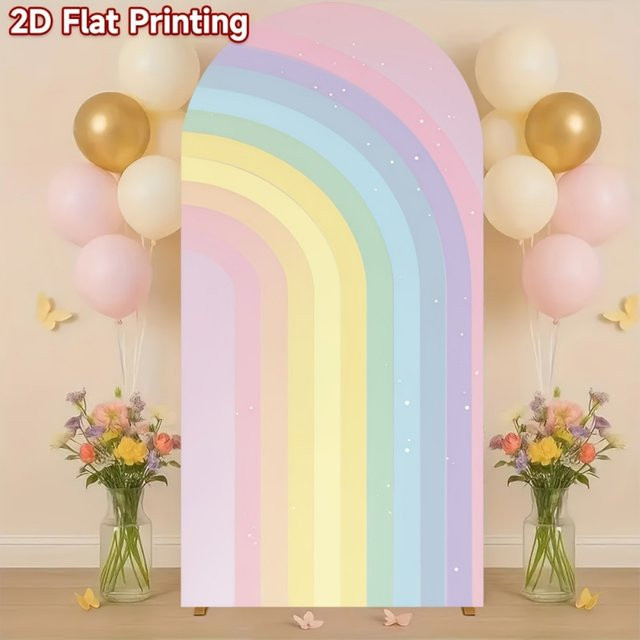 VIKAMA Macaron Regenbogen-Hintergrund in Mehrfarbig für Kindergeburtstage und Babypartys, B/H: 120 x 50 cm - Bild 1