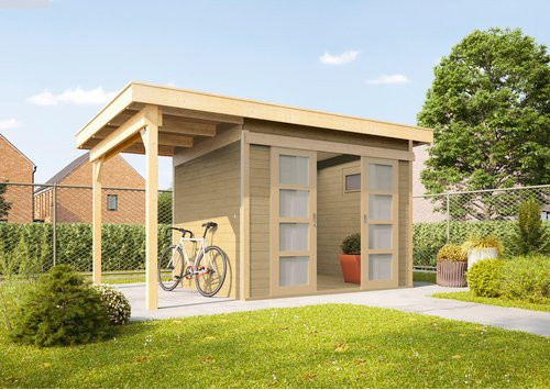 WOLFF FINNHAUS Gartenhaus Pulti 28 ST-B aus Holz in Braun, Breite: 470 cm, Tiefe: 280 cm - Bild 1