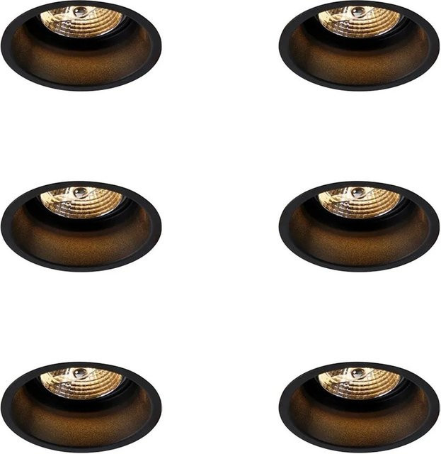 QAZQA Set mit 6 modernen Einbaustrahlern in Schwarz für Wohnzimmer, Küche und Flur - Bild 1